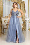 Load image into Gallery viewer, LA Merchandise LA2011 A-line Spaghetti Straps Pageant Plus Zise Gown - DUSTY BLUE - Dress LA Merchandise