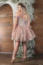 Load image into Gallery viewer, LA Merchandise LA2012 Glitter Applique Off Shoulder Short Prom Dress - - Dress LA Merchandise