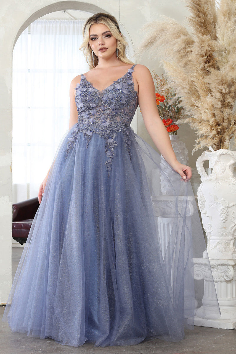 LA Merchandise LA2015 A-line Mesh 3D Floral Applique Pageant Gown – LA ...