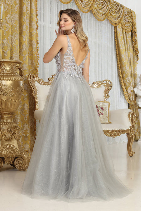 LA Merchandise LA2015 A-line Mesh 3D Floral Applique Pageant Gown – LA ...