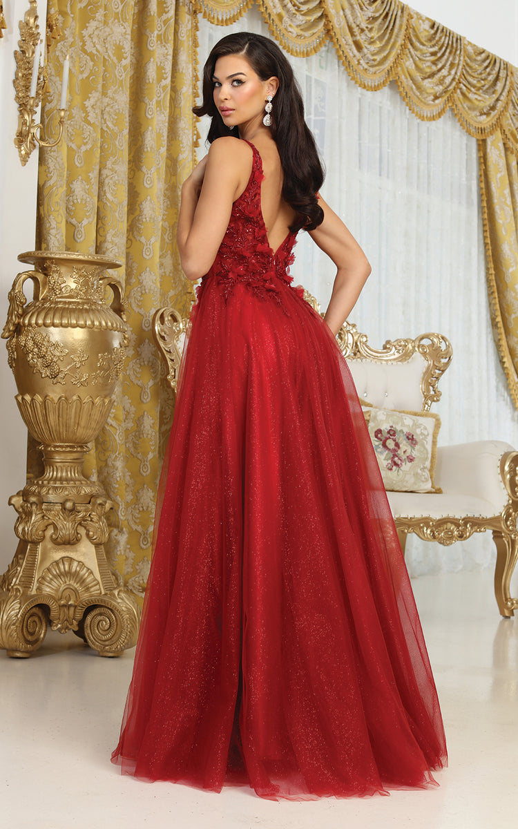 LA Merchandise LA2015 A-line Mesh 3D Floral Applique Pageant Gown – LA ...