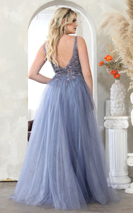 LA Merchandise LA2015 A-line Mesh 3D Floral Applique Pageant Gown - - Dress LA Merchandise