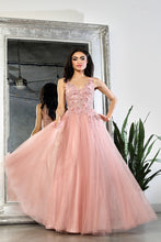 Load image into Gallery viewer, LA Merchandise LA2015 A-line Mesh 3D Floral Applique Pageant Gown - ROSE GOLD - Dress LA Merchandise