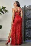 Load image into Gallery viewer, LA Merchandise LA2020 Criss-Cross Corset Back Full Sequined Prom Gown - - LA Merchandise