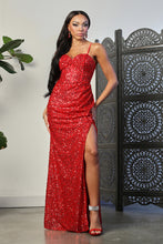 Load image into Gallery viewer, LA Merchandise LA2020 Criss-Cross Corset Back Full Sequined Prom Gown - RED - LA Merchandise