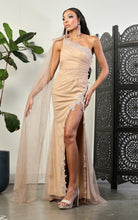 Load image into Gallery viewer, LA Merchandise LA2022 One Shoulder Glitter Prom Long Formal Gown - CAPPUCCINO - Dress LA Merchandise