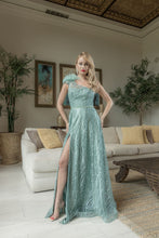 Load image into Gallery viewer, LA Merchandise LA2024 One Shoulder Glitter Special Occasion Gown - SAGE - Dress LA Merchandise