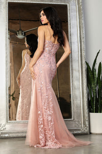 LA Merchandise LA2030 Illusion Sheer Embroidered Mermaid Evening Dress - - Dress LA Merchandise