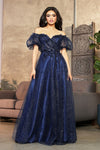 Load image into Gallery viewer, LA Merchandise LA2033 Glitter 3D Floral A-Line Evening Gown - NAVY - Dress LA Merchandise
