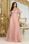 Load image into Gallery viewer, LA Merchandise LA2033 Glitter 3D Floral A-Line Evening Gown - ROSE GOLD - Dress LA Merchandise