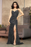 Load image into Gallery viewer, LA Merchandise LA2035 Sequin Sleeveless Ruched Long Prom Gown - NAVY - Dress LA Merchandise