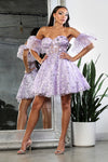 Load image into Gallery viewer, LA Merchandise LA2036 3D Floral Petals Detachable Sleeves Hoco Dress - LILAC - Dress LA Merchandise