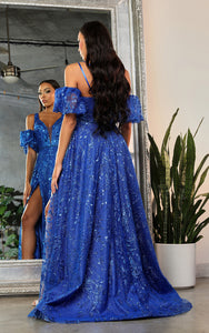 LA Merchandise LA2038 Detachable Sleeves Special Occasion Glitter Gown - - Dress LA Merchandise