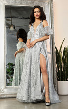 Load image into Gallery viewer, LA Merchandise LA2038 Detachable Sleeves Special Occasion Glitter Gown - SILVER - Dress LA Merchandise