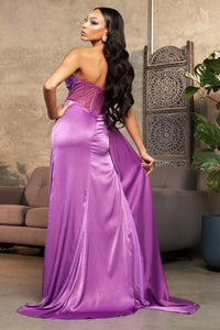 LA Merchandise LA2039 Strapless Corset Side Panel Long Evening Gown - - Dress LA Merchandise