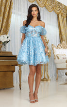 Load image into Gallery viewer, LA Merchandise LA2040 Off-Shoulder Puff Sleeve Short Cocktail Dress - BABY BLUE - Dress LA Merchandise