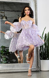 Load image into Gallery viewer, LA Merchandise LA2041 Detachable Sleeve Short A-line Cocktail Dress - LILAC - LA Merchandise