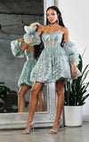 Load image into Gallery viewer, LA Merchandise LA2041 Detachable Sleeve Short A-line Cocktail Dress - SAGE - LA Merchandise