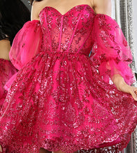 Load image into Gallery viewer, LA Merchandise LA2041 Detachable Sleeve Short A-line Cocktail Dress - - LA Merchandise