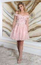 Load image into Gallery viewer, LA Merchandise LA2042 Embroidered Off Shoulder Cocktail Short Dress - BLUSH - LA Merchandise