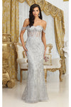 Load image into Gallery viewer, LA Merchandise LA2044 Lace Off-Shoulder Long Prom Dress - SILVER - Dress LA Merchandise