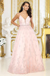 Load image into Gallery viewer, LA Merchandise LA2045 Floral Glitter Beaded Blush A-Line Gala Gown - BLUSH - Dress LA Merchandise