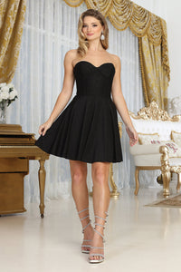 LA Merchandise LA2048 Short Strapless Sweetheart Bridesmaids Dress - BLACK - Dress LA Merchandise