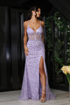 Load image into Gallery viewer, LA Merchandise LA2054 V-Neck Illusion Glitter Mermaid Pageant Dress - LILAC - Dress LA Merchandise