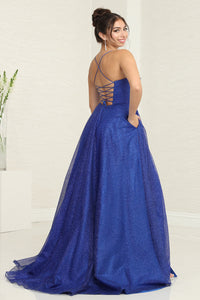 LA Merchandise LA2064 A-line Glitter Sweetheart Open Back Prom Gowns - - LA Merchandise