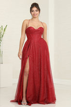 Load image into Gallery viewer, LA Merchandise LA2064 A-line Glitter Sweetheart Open Back Prom Gowns - BURGUNDY - LA Merchandise