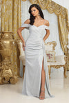 Load image into Gallery viewer, LA Merchandise LA2065 Glitter Bridesmaids Ruched Dress - SILVER - Dress LA Merchandise