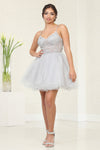 Load image into Gallery viewer, LA Merchandise LA2067 Spaghetti Strap Beaded Party Short Dress - SILVER - Dress LA Merchandise
