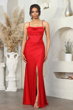 Load image into Gallery viewer, LA Merchandise LA2068 Lace up Back Pleated Corset Gala Gown - RED - Dress LA Merchandise