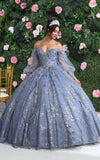 Load image into Gallery viewer, LA Merchandise LA206 Off Shoulder Puff Sleeves Quinceanera Ball Gown - DUSTY BLUE - Dress LA Merchandise