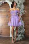 Load image into Gallery viewer, LA Merchandise LA2080 Leafy Pattern Tulle Off Shoulder Dama Dress - LILAC - Dress LA Merchandise