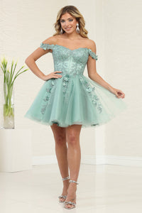 LA Merchandise LA2081 Floral Lace Sweetheart Short Bridesmaid Dress - SAGE - Dress LA Merchandise