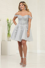 Load image into Gallery viewer, LA Merchandise LA2081 Floral Lace Sweetheart Short Bridesmaid Dress - SILVER - Dress LA Merchandise