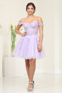 LA Merchandise LA2081 Floral Lace Sweetheart Short Bridesmaid Dress - LILAC - Dress LA Merchandise