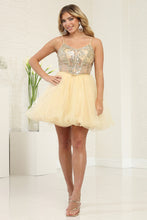 Load image into Gallery viewer, LA Merchandise LA2082 Short Fitted Corset Embellished Prom Dress - CHAMPAGNE - Dress LA Merchandise