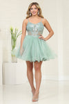 Load image into Gallery viewer, LA Merchandise LA2082 Short Fitted Corset Embellished Prom Dress - SAGE - Dress LA Merchandise