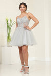 Load image into Gallery viewer, LA Merchandise LA2082 Short Fitted Corset Embellished Prom Dress - SILVER - Dress LA Merchandise