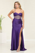 Load image into Gallery viewer, LA Merchandise LA2088 Long Jeweled Corset Strappy Back Prom Gown - PURPLE - Dress LA Merchandise