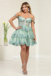 Load image into Gallery viewer, LA Merchandise LA2094 Glitter Off-Shoulder Ruffle Cocktail Dress - SAGE - Dress LA Merchandise