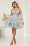 Load image into Gallery viewer, LA Merchandise LA2094 Glitter Off-Shoulder Ruffle Cocktail Dress - - Dress LA Merchandise