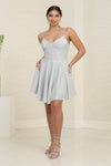 Load image into Gallery viewer, LA Merchandise LA2096 Short Corset Glitter A-line Hoco Dress - SILVER - Dress LA Merchandise