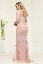 Load image into Gallery viewer, LA Merchandise LA2101 Sheer Floral V-Neck Mother of the Bride Dress - - Dress LA Merchandise
