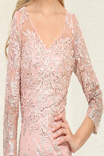 Load image into Gallery viewer, LA Merchandise LA2101 Sheer Floral V-Neck Mother of the Bride Dress - - Dress LA Merchandise