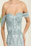 Load image into Gallery viewer, LA Merchandise LA2104 Off-Shoulder Embroidered Long Prom Gown - - Dress LA Merchandise