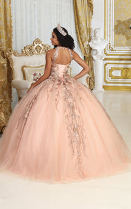 LA Merchandise LA212 Detachable Cape Embroidered Quinceanera Ball Gown - - LA Merchnadise