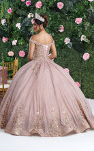 Load image into Gallery viewer, LA Merchandise LA220 Off Shoulder Floral Embroidery Quince Ball Gown - - Dress LA Merchnadise